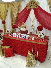 Royal Rose Baby Shower Party Ideas Photo 2 Of 24 Red Baby Shower Baby Shower Princess Prince Baby Shower
