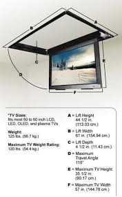 Motorized Drop Down Ceiling Tv Bracket The Lift Can Specifically Accommodate Tvs Up To 47 Inches Wide By 28 Inches High Outsid Ceiling Tv Hidden Tv Tv Bracket