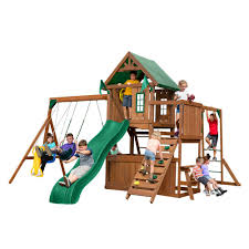 Swing N Slide Playsets Knightsbridge Plus Wood Complete Swing Set With Monkey Bars Ws 8351 The Home Depot In 2020 Swing And Slide Swing Set Monkey Bars