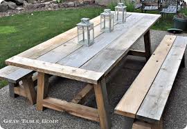 Reclaimed Wood Outdoor Dining Table And Benches Knockoffdecor Com Diy Picnic Table Diy Furniture Restoration Outdoor Dining Table