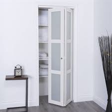 Renin 24 In X 80 In Modern European Bi Fold Closet Door 3 Frosted Glass Lite Lowe S Canada Frosted Glass Closet Doors Bifold Doors Makeover Closet Doors