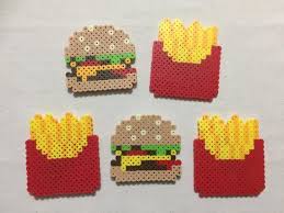 Cute Burger And Fries Fridge Magnets Pixel Art Food Etsy In 2020 Perler Bead Disney Perler Bead Art Hama Beads Patterns