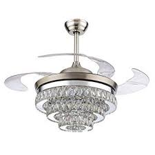 Rs Lighting European Crystal Ceiling Fan 42 Inch With Retractable Four Blades And Remote Co Ceiling Fan Chandelier Ceiling Fan With Light Ceiling Fan Light Kit