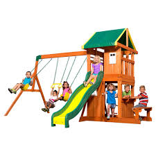 Backyard Discovery Oakmont All Cedar Swing Set 65114com The Home Depot Cedar Swing Sets Backyard Swing Sets Swing Set