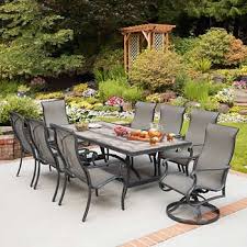 Campbell 9 Piece Sling Dining Set Patio Outdoor Dining Room Agio Patio Furniture