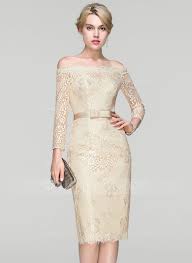 Us 134 00 Sheath Column Off The Shoulder Knee Length Lace Cocktail Dress With Bow S Jj S House Cocktail Dress Lace Tulle Prom Dress Dress Pesta