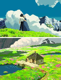 Studio Ghibli Howl S Moving Castle The End In 2020 Pixel Art Howls Moving Castle Cool Pixel Art