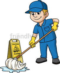 Man Mopping The Floor Cartoon Clipart Vector Friendlystock Cartoon Clip Art Animated Emoticons Clip Art
