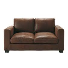 Canape 2 Places Imitation Cuir Marron Kennedy Maisons Du Monde Canape Marron Canape Maison Du Monde