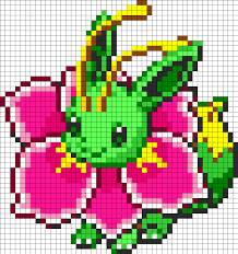 Eevee And Meganium Fusion Kandi Pattern Pixel Art Pokemon Pixel Art Grid Pokemon Cross Stitch