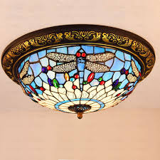 Beautiful Stained Glass Shade Dragonfly Tiffany Ceiling Light Tiffany Ceiling Lights Ceiling Lights Stained Glass Light