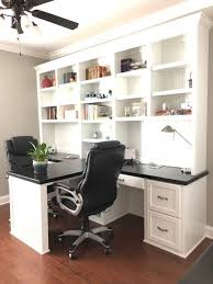 Center Island Double Desk With Beadboard Backer Amp Filing Drawer Fronts And Ebony Stain Countertop Home Office Cabinets Home Office Design Home Office Space