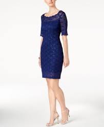 Connected Illusion Sequined Lace Sheath Dress Macys Com Lace Sheath Dress Sparkly Cocktail Dress Cocktail Dress Lace