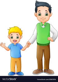 Cartoon Boy With His Father Holding Hands Together Vector Image On Vectorstock Cartoon Boy Kids Clipart Cartoon