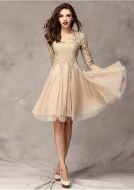 Vintage Pearl Flower Long Sleeve Slim Lace Beige Prom Evening Cocktail Dress Ebay Lace Dress Knee Length Lace Dress Chiffon Dress