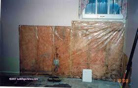 Photo 02 Interior Frame Wall With Plastic Vapor Barrier Basement Insulation Frames On Wall Insulating Basement Walls