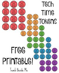 Free Printable Tech Time Tokens Tech Time Screen Time Chart Screen Time Rules