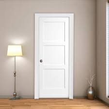 Steves Sons 30 In X 80 In 3 Panel Equal Shaker White Primed Rh Solid Core Wood Single Prehung Interior Door With Nickel Hinges M64m3nnnlerhn The Home Depo Prehung Interior Doors