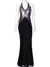 Escada Black Velvet Silver Sequin Evening Gown Evening Gowns Sequin Evening Gowns Escada Dress