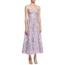 Marchesa Notte Strapless 3d Floral Cocktail Dress 4 105 Sar Liked On Polyvore Strapless Floral Dress Tea Length Cocktail Dresses Metallic Cocktail Dresses