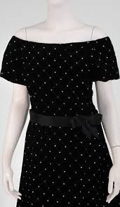 Arnold Scaasi Black Velvet With Rhinestone Cocktail Dress 1980s 1stdibs Com Girls Black Dress Dresses Designer Evening Dresses