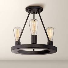 Lacey 13 Wide Black 3 Light Ceiling Light With Edison Bulbs 8f487 Lamps Plus Ceiling Lights Black Ceiling Lighting Black Ceiling