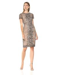 Adrianna Papell Women S Short Sleeve Beaded Midi Length Sheath Dress Dresses Fashion Dresses Nice Dresses