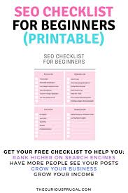 Grow Your Blog Traffic With Seo With This Free Seo Checklist For Beginners Printable Seo Printable Blo Organic Blog Traffic Blog Traffic