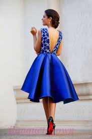 Elegant 2016 Royal Blue Cocktail Dress Deep V Neck Lace Satin Short Backless Homec Backless Homecoming Dresses Royal Blue Cocktail Dress Satin Homecoming Dress