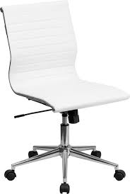 Flash Furniture Mid Back Armless White Rib Upholstered Leather Swivel Conference Chair Adjustable Office Chair Leather Office Chair Modern Office Chair