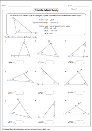 Finding Exterior Angle Triangle Worksheet Angles Worksheet Geometry Worksheets