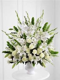 Morning Stars Funeral Arrangement White Sympathy Flowers White Flower Arrangements Funeral Flower Arrangements Flower Arrangement Designs