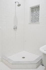 Corner Shower Contemporary Bathroom Tiek Built Homes White Subway Tile Shower Corner Shower Shower Floor