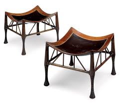 Of Egyptian Revival Style Circa 1900 A Pair Of Walnut Thebes Stools Thebes Stool Stool Egyptian