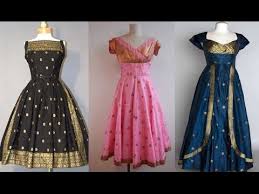 Convert Your Old Saree Into A Beautiful Saree Gown Styles Youtube Silk Dress Design Saree Dress Sari Dress