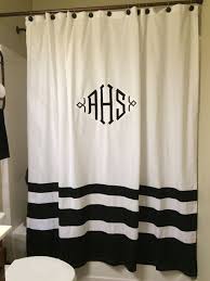 Monogram Shower Curtain By Spanishfortembroider On Etsy Shower Curtain Monogram Black Shower Curtains Bathroom Decor