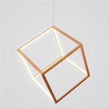 Postmodern Led Pendant Light Geometric Gold Hanging Light Lby18070 Cube Light Led Pendant Lights Gold Light Bedroom