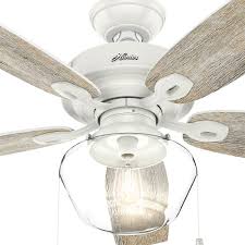 Hunter Crown Canyon 52 In Led Indoor Outdoor Fresh White Ceiling Fan 53357 The Home Depot Ceiling Fan With Light White Ceiling Fan Ceiling Fan