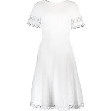Oscar De La Renta Knit Dress 2 190 Liked On Polyvore Featuring Dresses White Day Dress Zipper Dre Short Knit Dress Slimming Midi Dress White Short Dress