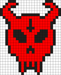Demon Skull Perler Perler Bead Pattern Bead Sprite Pixel Art Grid Perler Bead Patterns Perler Bead Art
