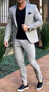 Grey Smart Casual Street Men Suit For Wedding Suit Men Blazer Coat Jacket Party Prom Slim Fit Tuxedo Suit With Pants Custom Made Mens Fashion Blazer Formal Mens Fashion Mens Casual