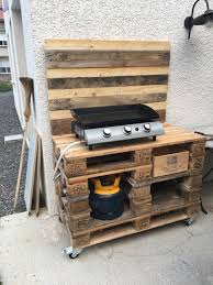 Meuble A Plancha En Palettes Version Mime Meuble Plancha Cuisine Exterieure Avec Barbecue Deco Palette Bois