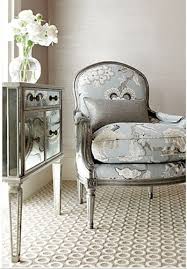 Antique Silver Furniture On French Bleu Fabric Chair Mirror Furniture Gray Silver Home Decorating Furniture Furnishings Silver Decor