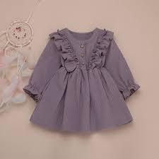 Purple Baby Toddler Ruffles Long Sleeve Cute A Line Dress 4 5 Years Di 2020 Pakaian Bayi Perempuan Model Pakaian Bayi Pakaian Balita