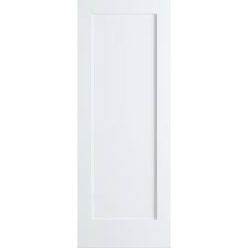 36 In X 84 In 1 Panel Shaker Primed Wood Sliding Barn Door With Hardware Kit 3389693 The Home Depot Wood Doors Interior White Interior Doors White Paneling