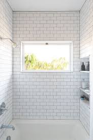 Subway Tile To The Ceiling In A Shower Window In Shower Bathroom Windows In Shower Small Bathroom Window