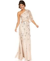 Adrianna Papell Dress Short Sleeve One Shoulder Beaded Blouson Gown Art Deco Wedding Dress Deco Wedding Dress Champagne Bridesmaid Dresses