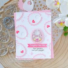 Baby Bib Girl Card By Tatiana Trafimovich Bitty Bibs Stamp Set And Baby Bib Die Set By Newton S Nook Designs Ne In 2020 Cards Handmade Baby Girl Cards Spring Stamps