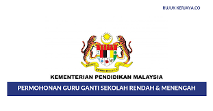 Permohonan Guru Ganti Sekolah Rendah Menengah 2020 Di Buka