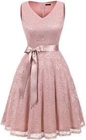 Amazon Com Ivnis Feminina Gola V Vestido De Coquetel Vintage Renda Floral Swing Vestido De Dama De Honr Lace Dress Short Bridesmaid Dresses Flattering Dresses